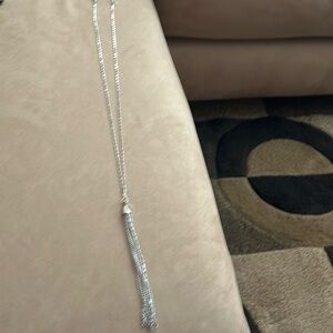 Vince Camuto, silver long hanging toggle necklace